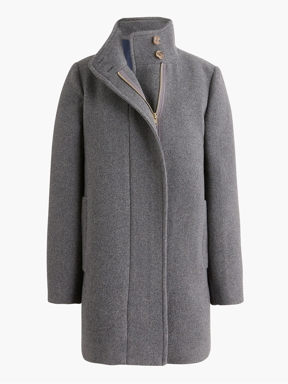 J.Crew Factory City Coat with Button Neck in Heather Carbon NWT